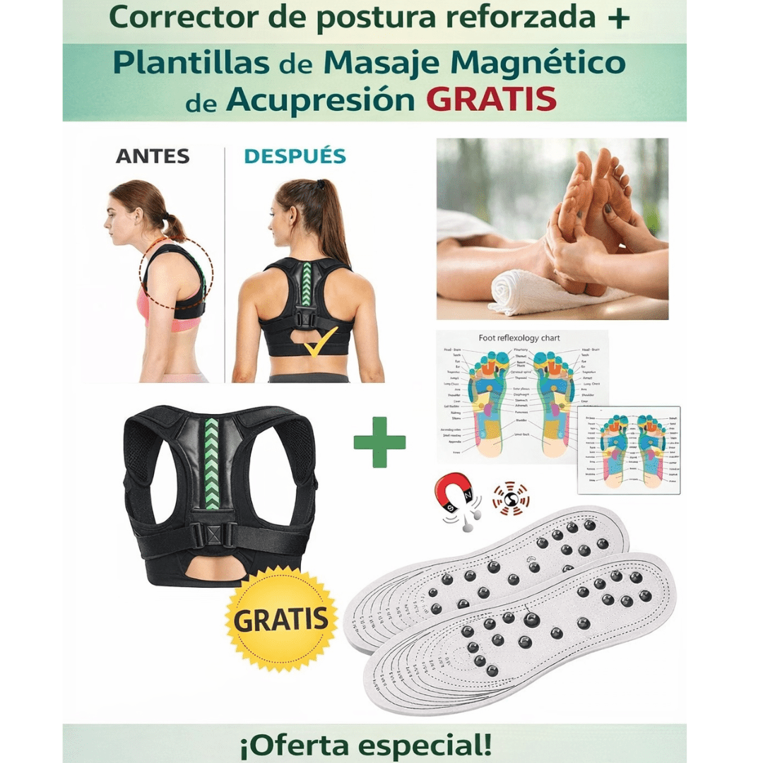Corrector de Postura™(Plantillas Magnéticas de Acupresión de REGALO)
