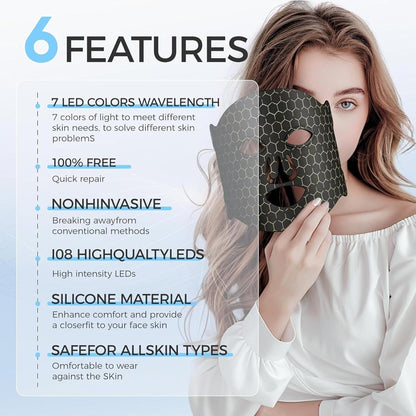 Máscara Facial LED HayDry + 5 Mascarillas de Bio-Colágeno GRATIS
