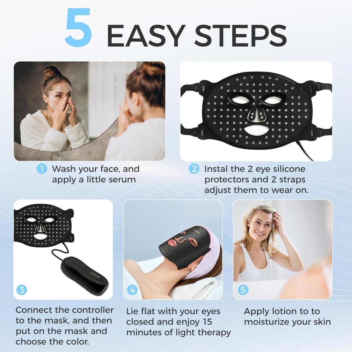 Máscara Facial LED HayDry + 5 Mascarillas de Bio-Colágeno GRATIS